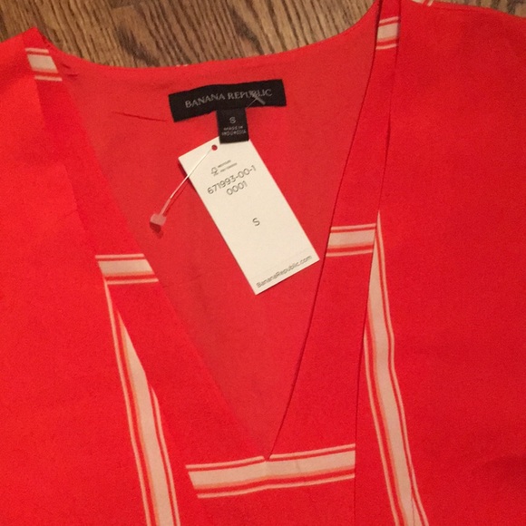 NWT Banana Republic red striped peplum tank blouse - Picture 5 of 5